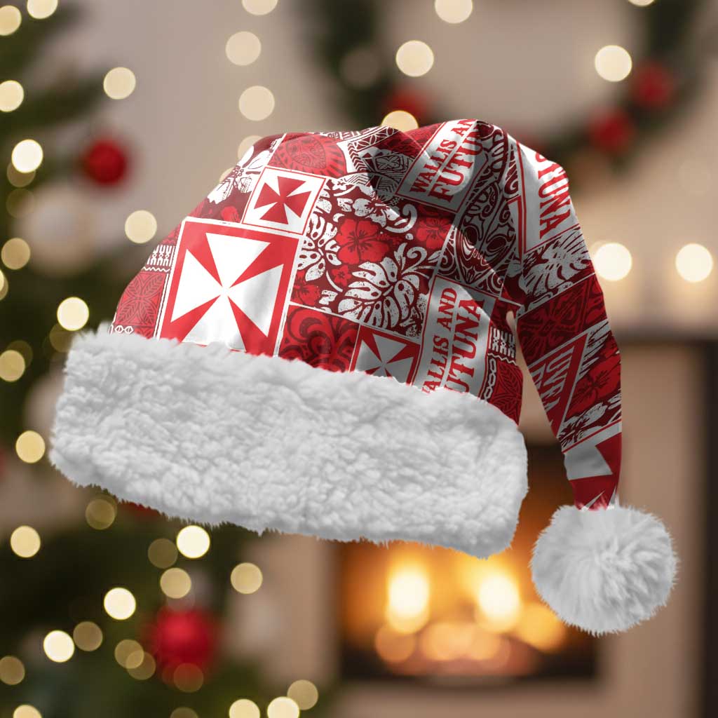 Wallis Et Futuna Kilisimasi Fiefia Christmas Santa Hat Pacific Patchwork Xmas Vibes LT9 With Fur Red - Polynesian Pride