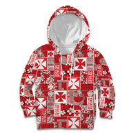 Wallis Et Futuna Kilisimasi Fiefia Kid Hoodie Pacific Patchwork Xmas Vibes LT9 Hoodie Red - Polynesian Pride