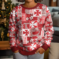 Wallis Et Futuna Kilisimasi Fiefia Kid Ugly Christmas Sweater Pacific Patchwork Xmas Vibes LT9 - Polynesian Pride