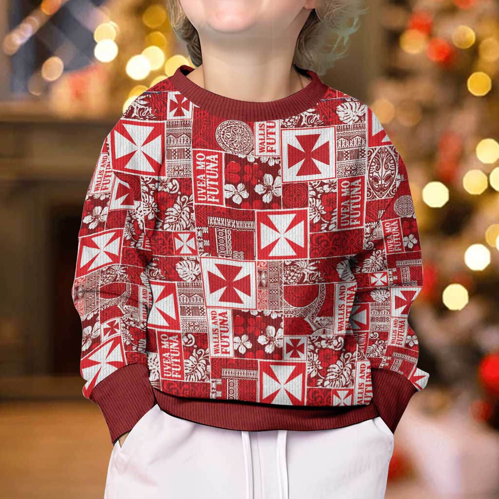 Wallis Et Futuna Kilisimasi Fiefia Kid Ugly Christmas Sweater Pacific Patchwork Xmas Vibes LT9 - Polynesian Pride