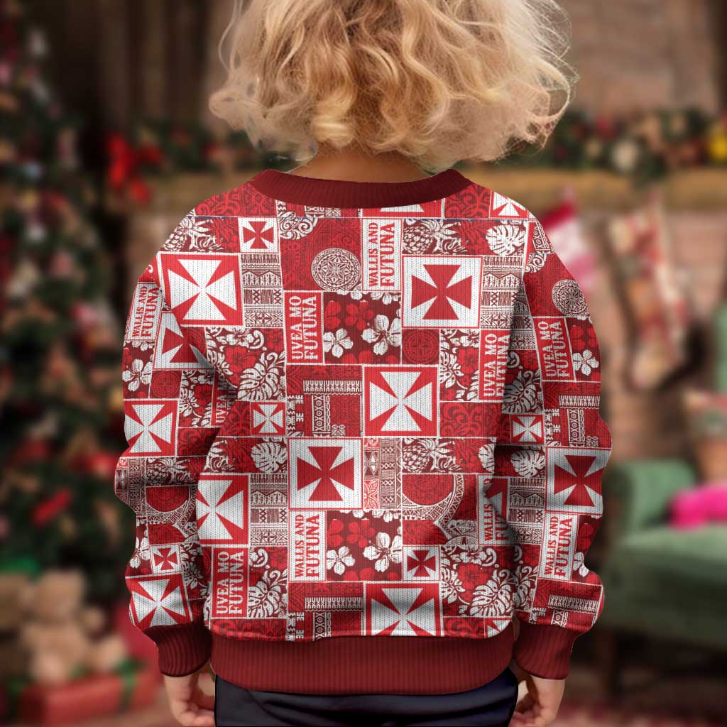 Wallis Et Futuna Kilisimasi Fiefia Kid Ugly Christmas Sweater Pacific Patchwork Xmas Vibes LT9 - Polynesian Pride