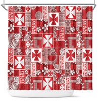 Wallis Et Futuna Kilisimasi Fiefia Shower Curtain Pacific Patchwork Xmas Vibes LT9 Red - Polynesian Pride