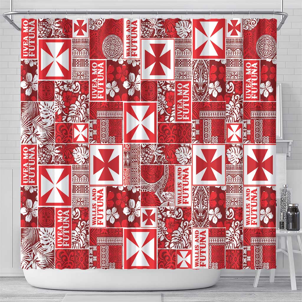 Wallis Et Futuna Kilisimasi Fiefia Shower Curtain Pacific Patchwork Xmas Vibes LT9 - Polynesian Pride