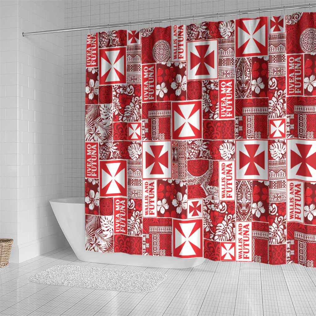 Wallis Et Futuna Kilisimasi Fiefia Shower Curtain Pacific Patchwork Xmas Vibes LT9 - Polynesian Pride