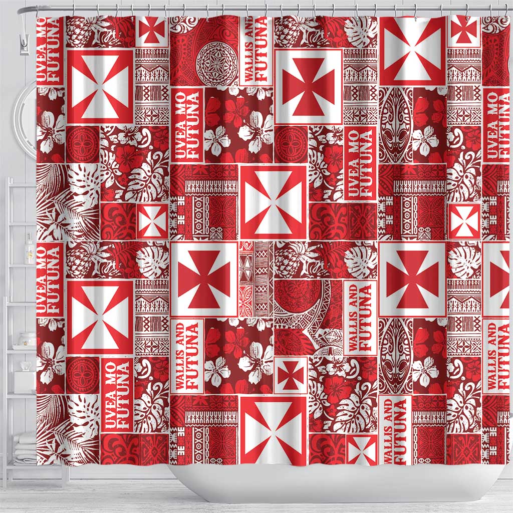 Wallis Et Futuna Kilisimasi Fiefia Shower Curtain Pacific Patchwork Xmas Vibes LT9 - Polynesian Pride