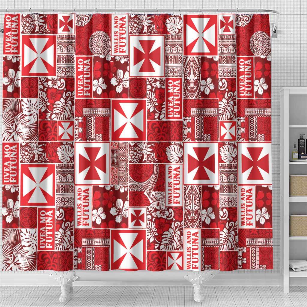 Wallis Et Futuna Kilisimasi Fiefia Shower Curtain Pacific Patchwork Xmas Vibes LT9 - Polynesian Pride
