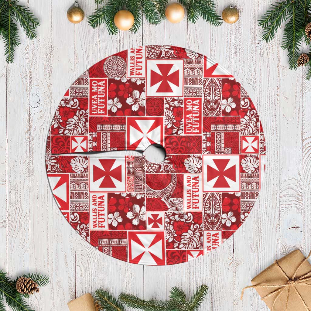 Wallis Et Futuna Kilisimasi Fiefia Tree Skirt Pacific Patchwork Xmas Vibes LT9 Casual Red - Polynesian Pride