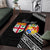 Fiji Tonga Coat of Arm Personalised Area Rug With Masi Tapa and Tongan Ngatu Together LT9 Black - Polynesian Pride