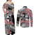 Fiji Tonga Coat of Arm Personalised Couples Matching Off Shoulder Maxi Dress and Long Sleeve Button Shirt With Masi Tapa and Tongan Ngatu Together LT9 - Polynesian Pride