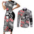 Fiji Tonga Coat of Arm Personalised Couples Matching Short Sleeve Bodycon Dress and Long Sleeve Button Shirt With Masi Tapa and Tongan Ngatu Together LT9 Black - Polynesian Pride