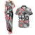 Fiji Tonga Coat of Arm Personalised Couples Matching Tank Maxi Dress and Hawaiian Shirt With Masi Tapa and Tongan Ngatu Together LT9 Black - Polynesian Pride