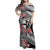 Fiji Tonga Coat of Arm Personalised Family Matching Off Shoulder Maxi Dress and Hawaiian Shirt With Masi Tapa and Tongan Ngatu Together LT9 Mom's Dress Black - Polynesian Pride