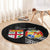 Fiji Tonga Coat of Arm Personalised Round Carpet With Masi Tapa and Tongan Ngatu Together LT9 - Polynesian Pride