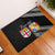 Fiji Tonga Coat of Arm Personalised Rubber Doormat With Masi Tapa and Tongan Ngatu Together LT9 Black - Polynesian Pride