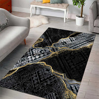 Polynesian Tribal Tattoo Area Rug Dark Marble Pattern LT9 - Polynesian Pride
