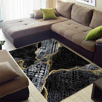 Polynesian Tribal Tattoo Area Rug Dark Marble Pattern LT9 - Polynesian Pride