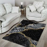 Polynesian Tribal Tattoo Area Rug Dark Marble Pattern LT9 - Polynesian Pride