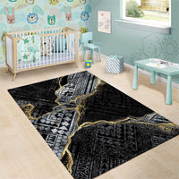 Polynesian Tribal Tattoo Area Rug Dark Marble Pattern LT9 - Polynesian Pride