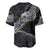 Polynesian Tribal Tattoo Baseball Jersey Dark Marble Pattern