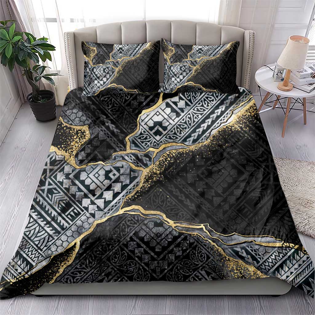 Polynesian Tribal Tattoo Bedding Set Dark Marble Pattern LT9 - Polynesian Pride