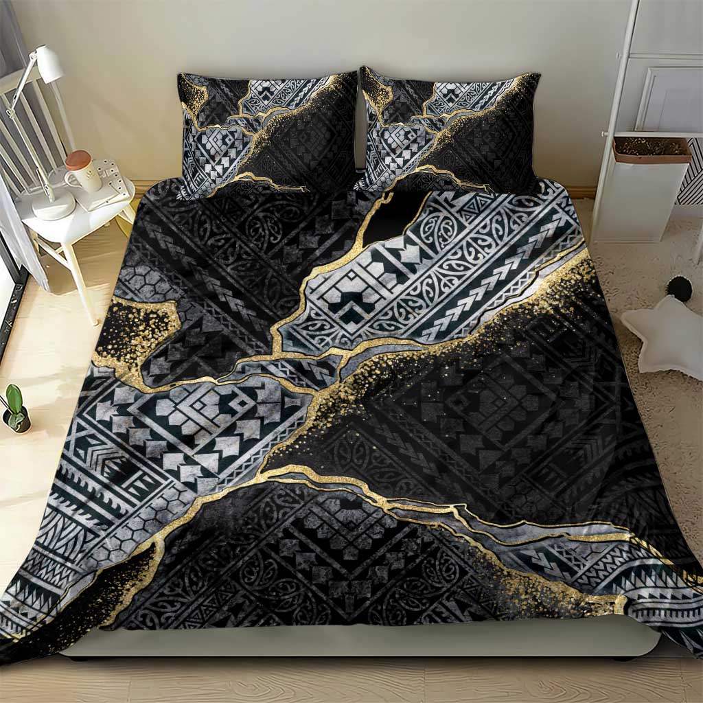 Polynesian Tribal Tattoo Bedding Set Dark Marble Pattern LT9 - Polynesian Pride