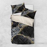 Polynesian Tribal Tattoo Bedding Set Dark Marble Pattern LT9 US Twin 172cm x 218cm Black - Polynesian Pride