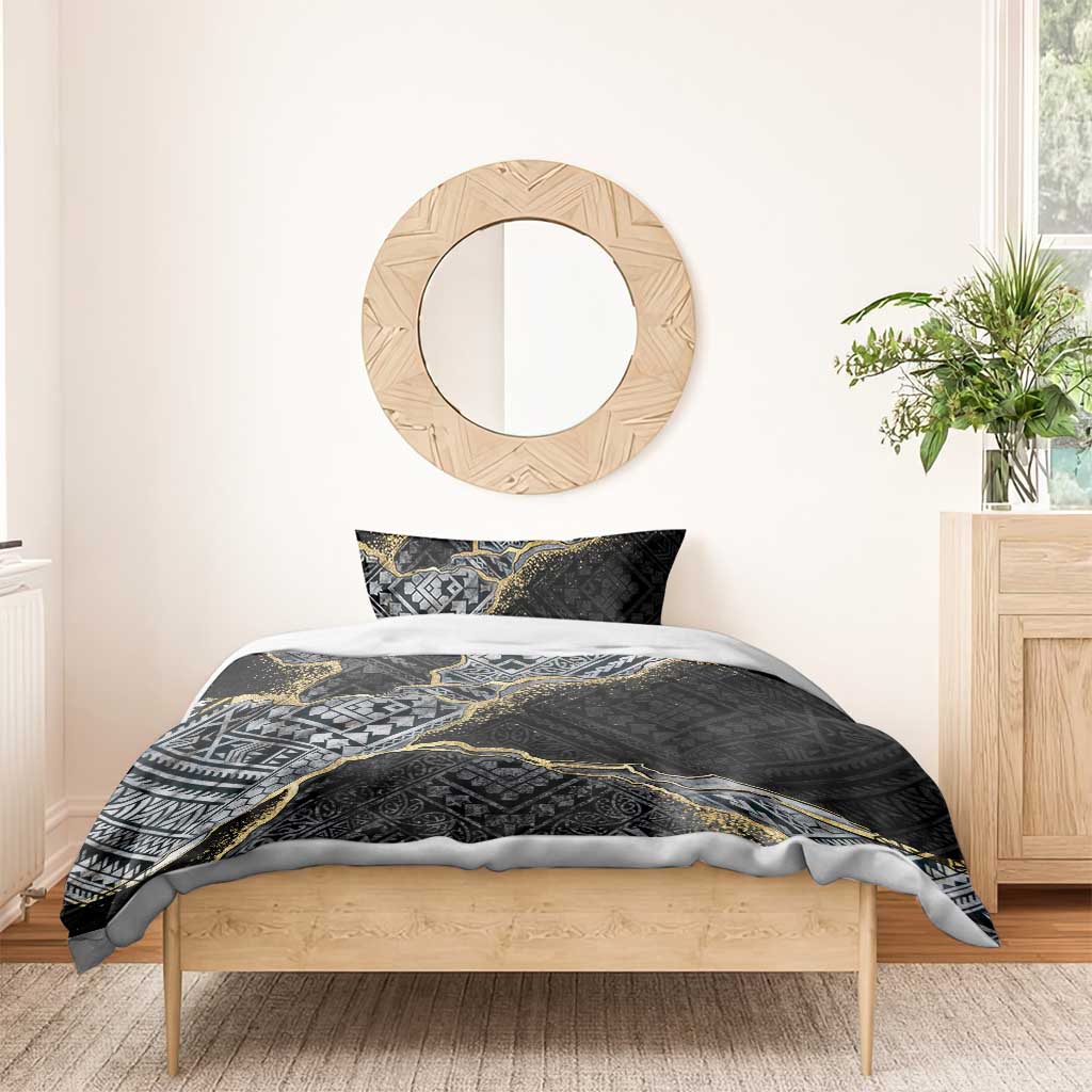 Polynesian Tribal Tattoo Bedding Set Dark Marble Pattern LT9 - Polynesian Pride