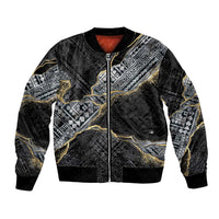 Polynesian Tribal Tattoo Bomber Jacket Dark Marble Pattern LT9 Unisex Black - Polynesian Pride