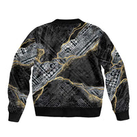 Polynesian Tribal Tattoo Bomber Jacket Dark Marble Pattern LT9 - Polynesian Pride
