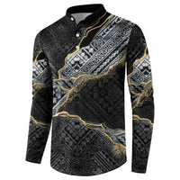 Polynesian Tribal Tattoo Button Sweatshirt Dark Marble Pattern LT9 - Polynesian Pride