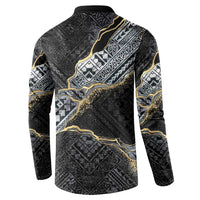 Polynesian Tribal Tattoo Button Sweatshirt Dark Marble Pattern LT9 - Polynesian Pride