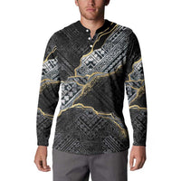 Polynesian Tribal Tattoo Button Sweatshirt Dark Marble Pattern LT9 - Polynesian Pride