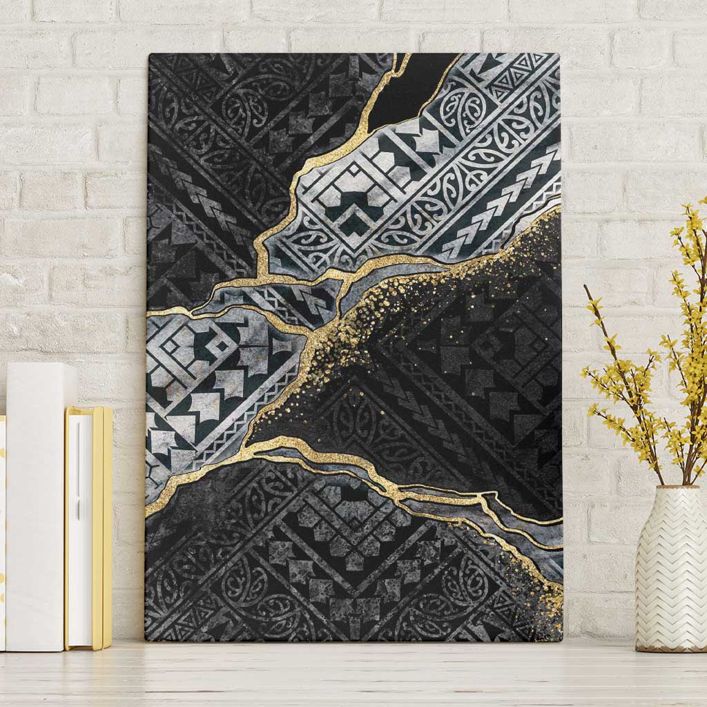 Polynesian Tribal Tattoo Canvas Wall Art Dark Marble Pattern LT9 Without Frame Black - Polynesian Pride