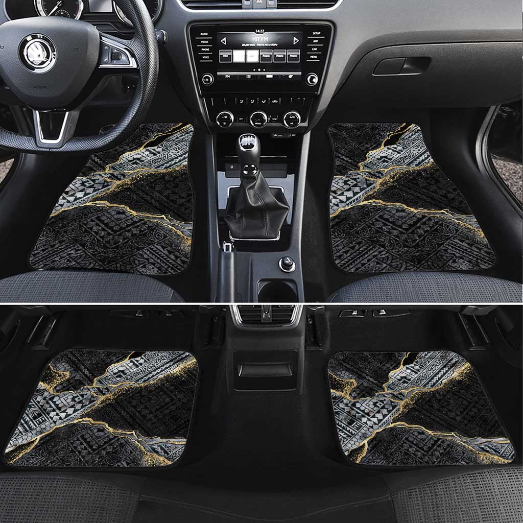 Polynesian Tribal Tattoo Car Mats Dark Marble Pattern LT9 Set 4pcs Black - Polynesian Pride