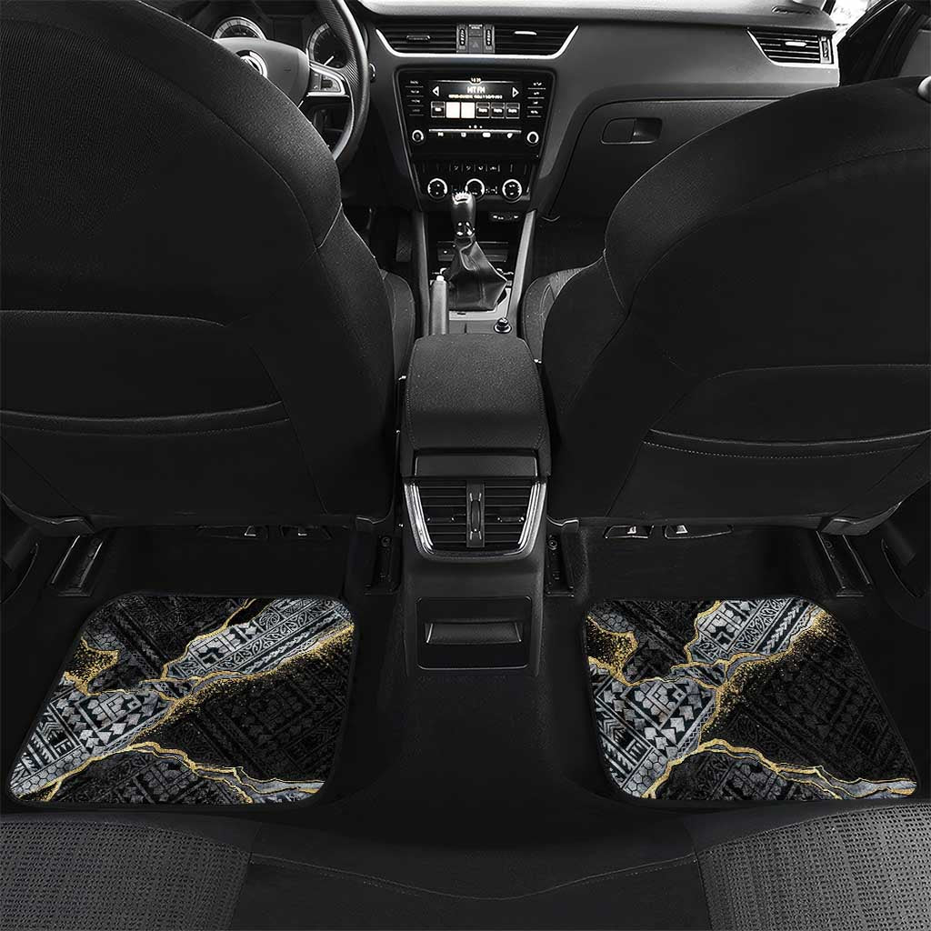 Polynesian Tribal Tattoo Car Mats Dark Marble Pattern LT9 Set 2pcs - Back Black - Polynesian Pride