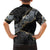 Polynesian Tribal Tattoo Family Matching Long Sleeve Bodycon Dress and Hawaiian Shirt Dark Marble Pattern