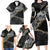 Polynesian Tribal Tattoo Family Matching Long Sleeve Bodycon Dress and Hawaiian Shirt Dark Marble Pattern