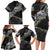 Polynesian Tribal Tattoo Family Matching Long Sleeve Bodycon Dress and Hawaiian Shirt Dark Marble Pattern