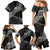 Polynesian Tribal Tattoo Family Matching Mermaid Dress and Hawaiian Shirt Dark Marble Pattern