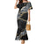 Polynesian Tribal Tattoo Family Matching Mermaid Dress and Hawaiian Shirt Dark Marble Pattern