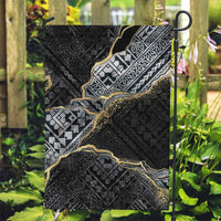Polynesian Tribal Tattoo Garden Flag Dark Marble Pattern LT9 Garden Flag Black - Polynesian Pride