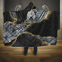 Polynesian Tribal Tattoo Hooded Blanket Dark Marble Pattern LT9 - Polynesian Pride