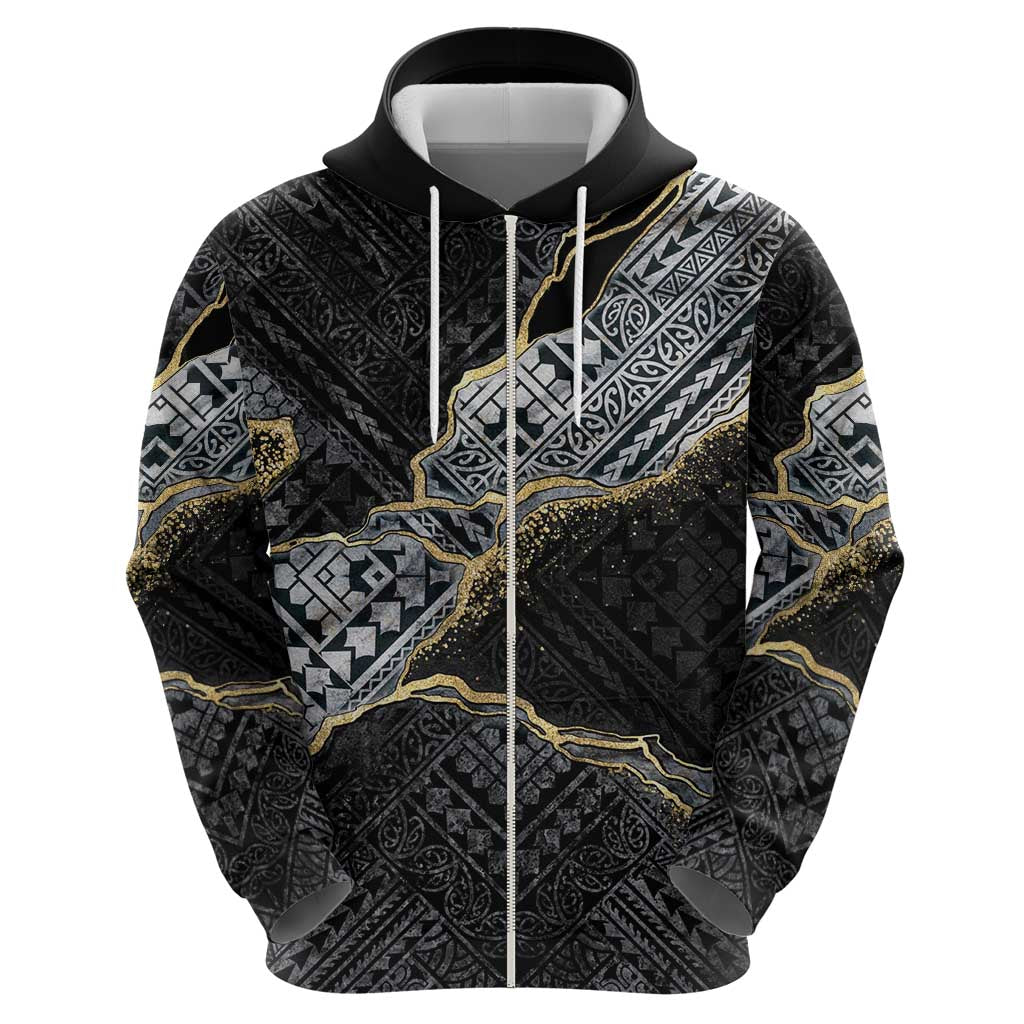 Polynesian Tribal Tattoo Hoodie Dark Marble Pattern LT9 - Polynesian Pride