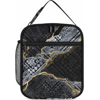 Polynesian Tribal Tattoo Lunch Bag Dark Marble Pattern LT9 10.2 × 8.3 × 4.3 inch Black - Polynesian Pride