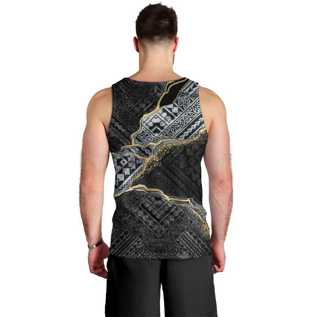 Polynesian Tribal Tattoo Men Tank Top Dark Marble Pattern LT9 - Polynesian Pride
