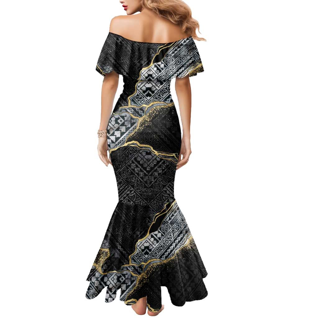 Polynesian Tribal Tattoo Mermaid Dress Dark Marble Pattern LT9 - Polynesian Pride