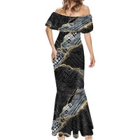 Polynesian Tribal Tattoo Mermaid Dress Dark Marble Pattern LT9 - Polynesian Pride