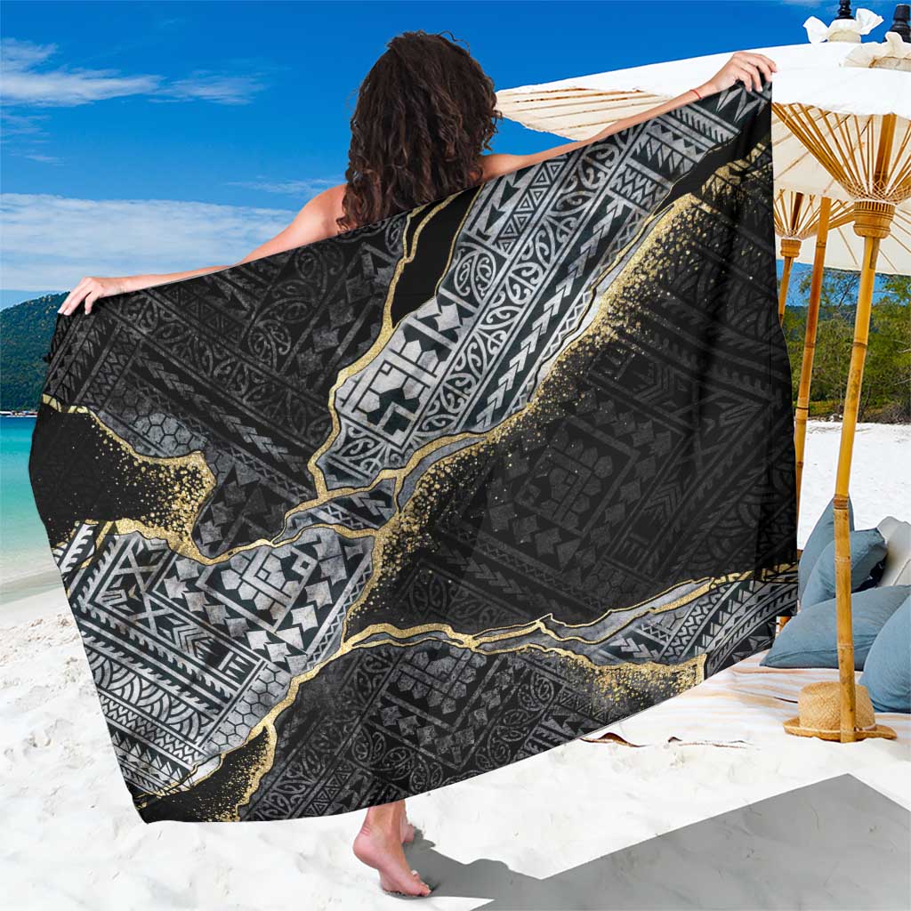 Polynesian Tribal Tattoo Sarong Dark Marble Pattern LT9 One Size 44 x 66 inches Black - Polynesian Pride