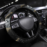 Polynesian Tribal Tattoo Steering Wheel Cover Dark Marble Pattern LT9 Universal Fit Black - Polynesian Pride