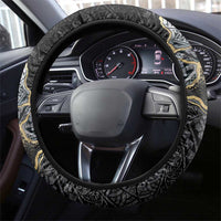 Polynesian Tribal Tattoo Steering Wheel Cover Dark Marble Pattern LT9 - Polynesian Pride